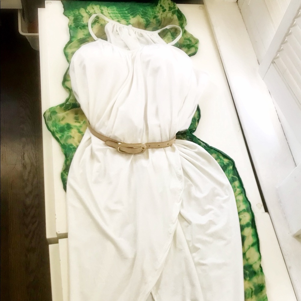 Ivory faux wrap Hi-Lo dress
